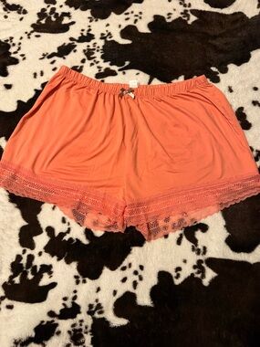 Coral Lace-Trim Sleep Shorts for Women